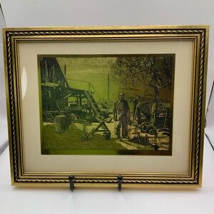 Gold Foil Etching Vintage "Point Mugu" By Lionel Barrymore